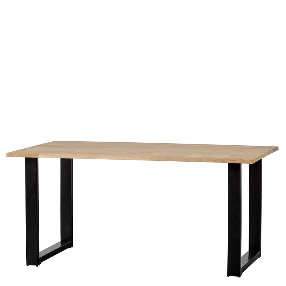 Industriestil Tisch Maurice aus Eiche Massivholz und Stahl