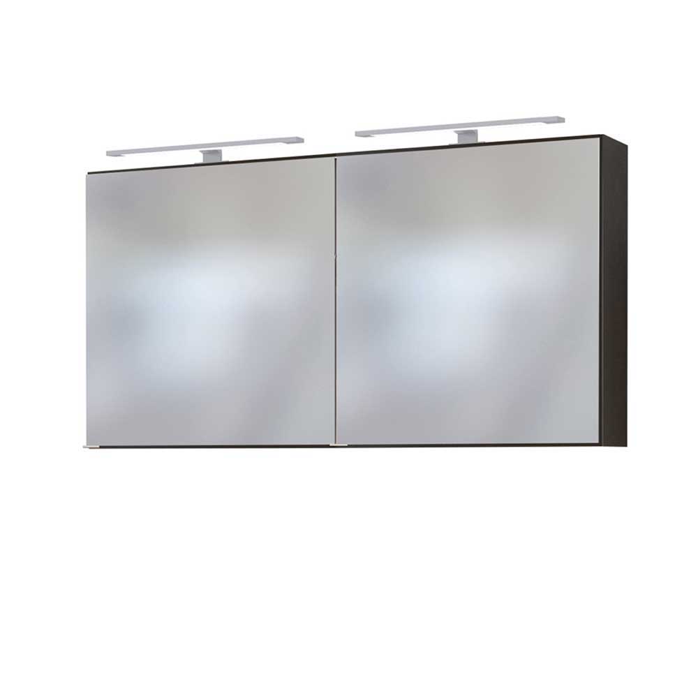 Doppel Waschtisch und Spiegelschrank Hayos in dunkel Grau modern (dreiteilig)