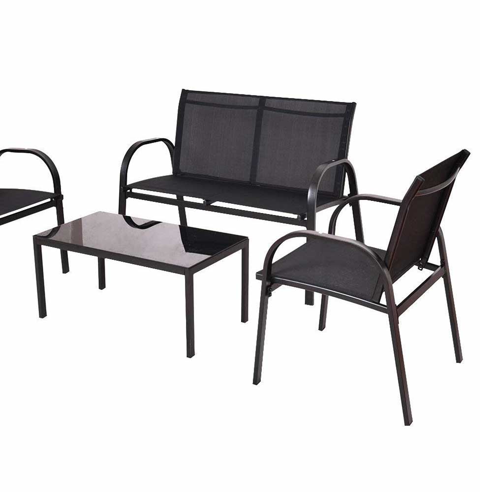 Terrassen Sitzgruppe Vartinique in Schwarz Metall modern (vierteilig)