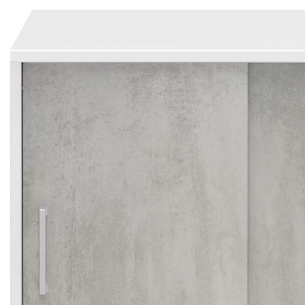 Schiebetüren Aktenschrank Pavia in Weiß Beton Grau 80 cm breit