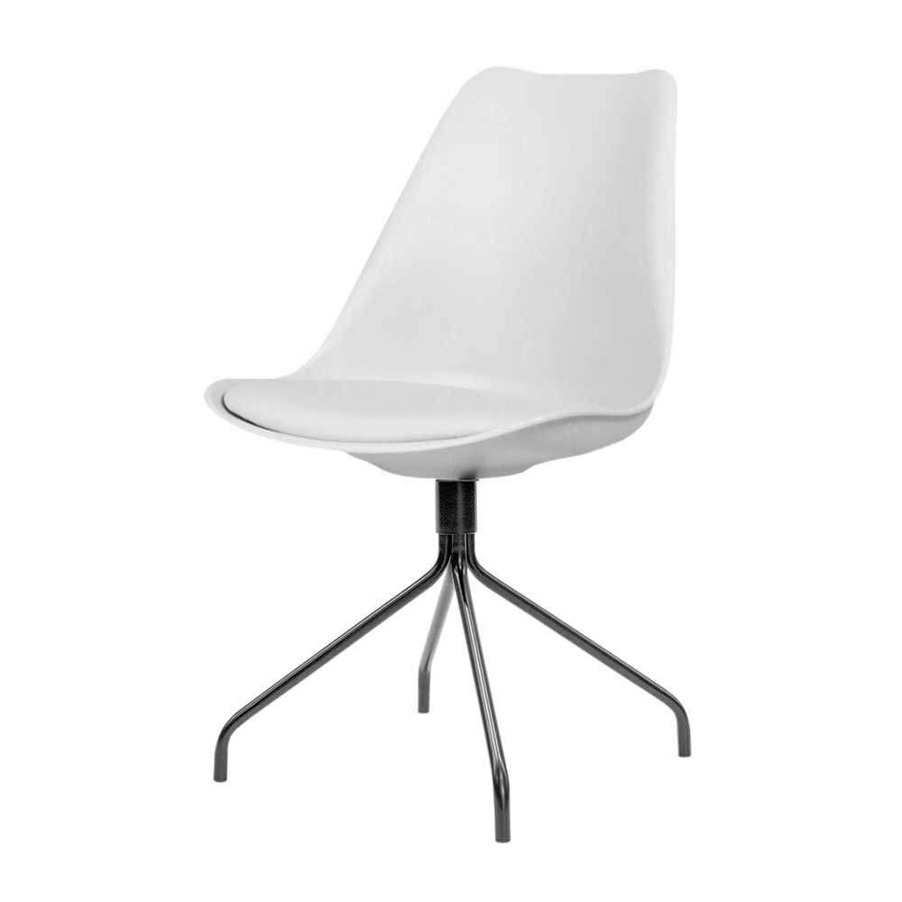 Weiße Schalenstühle Zadella mit gepolsterter Sitzfläche und Metallgestell (2er Set)