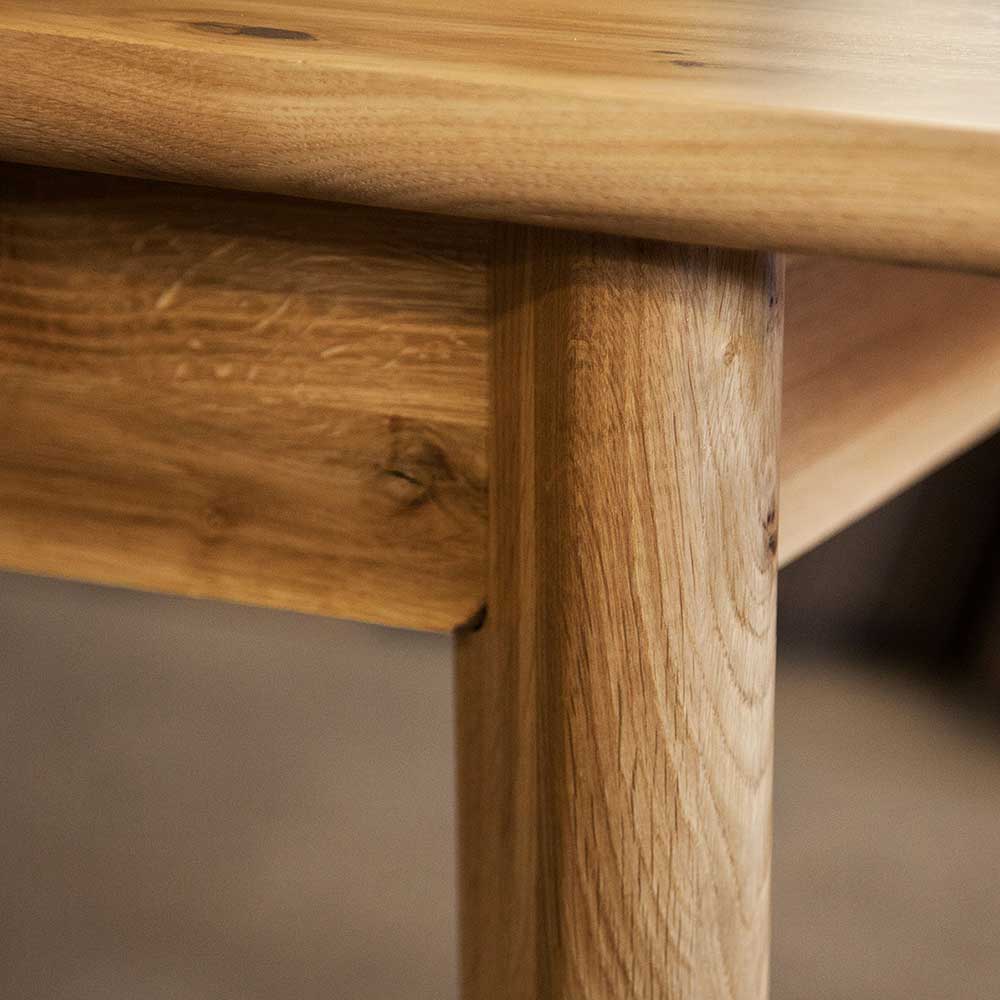 Tisch Vinial aus Wildeiche Massivholz 90 cm tief