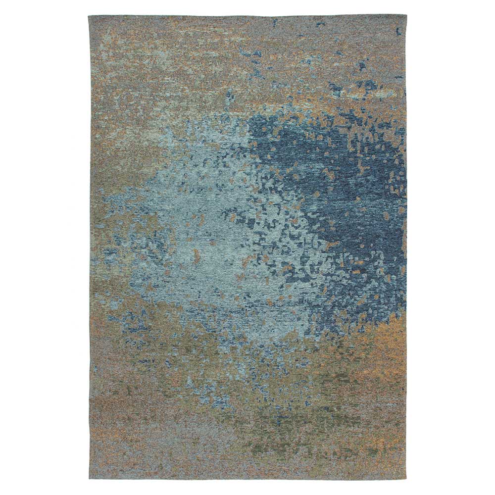 Vintage Kurzflor Teppich Blanca in Blau Taupe 1 cm hoch