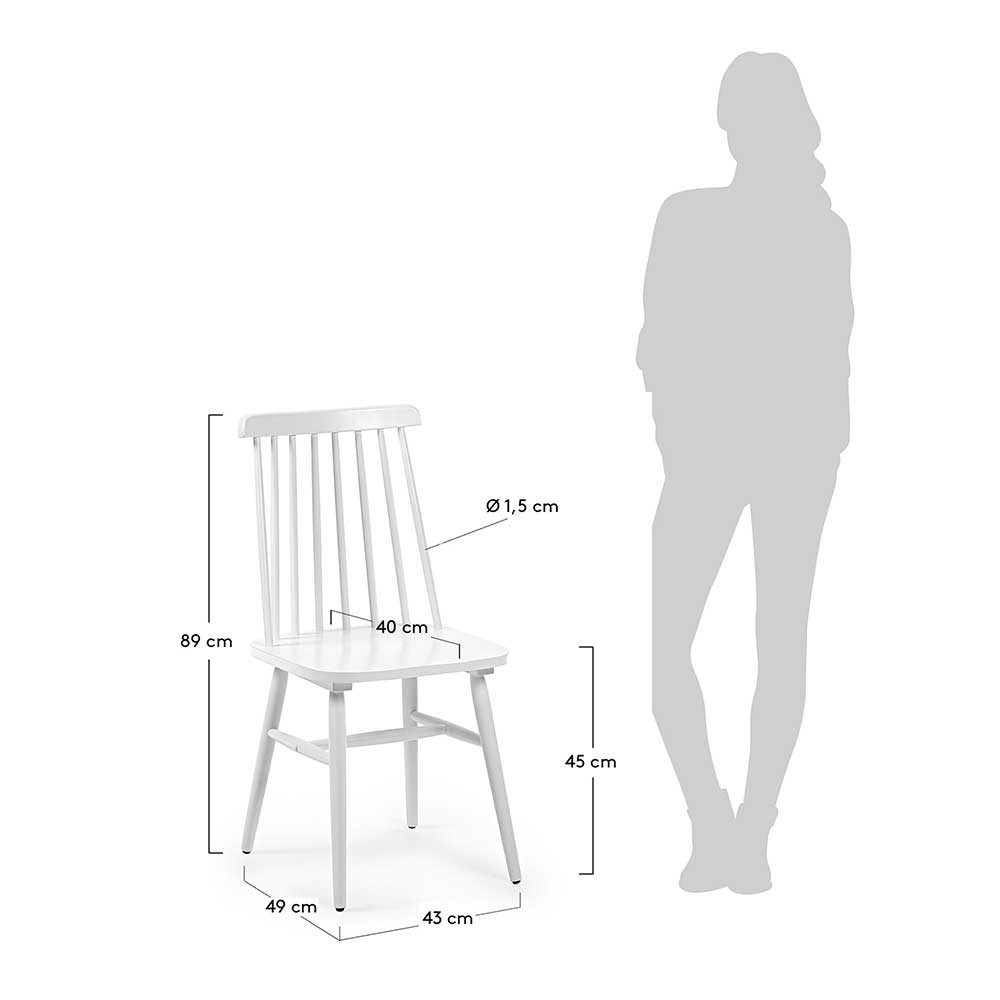 Weiße Stühle Govogna im Skandi Design aus Massivholz (2er Set)