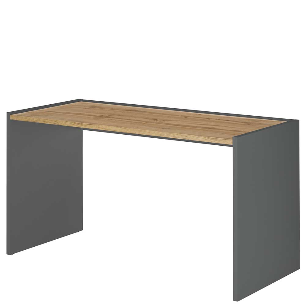 Schreibtisch mit Wandboard Uzniana in Anthrazit 143 cm breit (zweiteilig)
