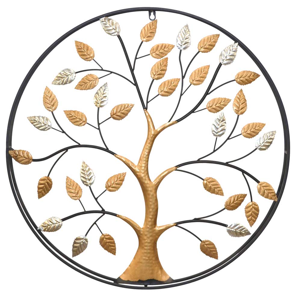 Metall Wanddekoration Cuysana mit Baum Motiv 66 cm Durchmesser