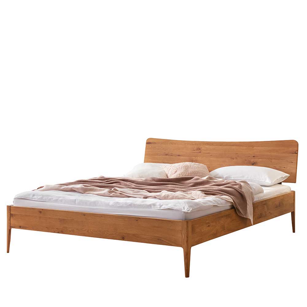Wildeiche massiv Bett Rosario geölt mit Vierfußgestell aus Holz