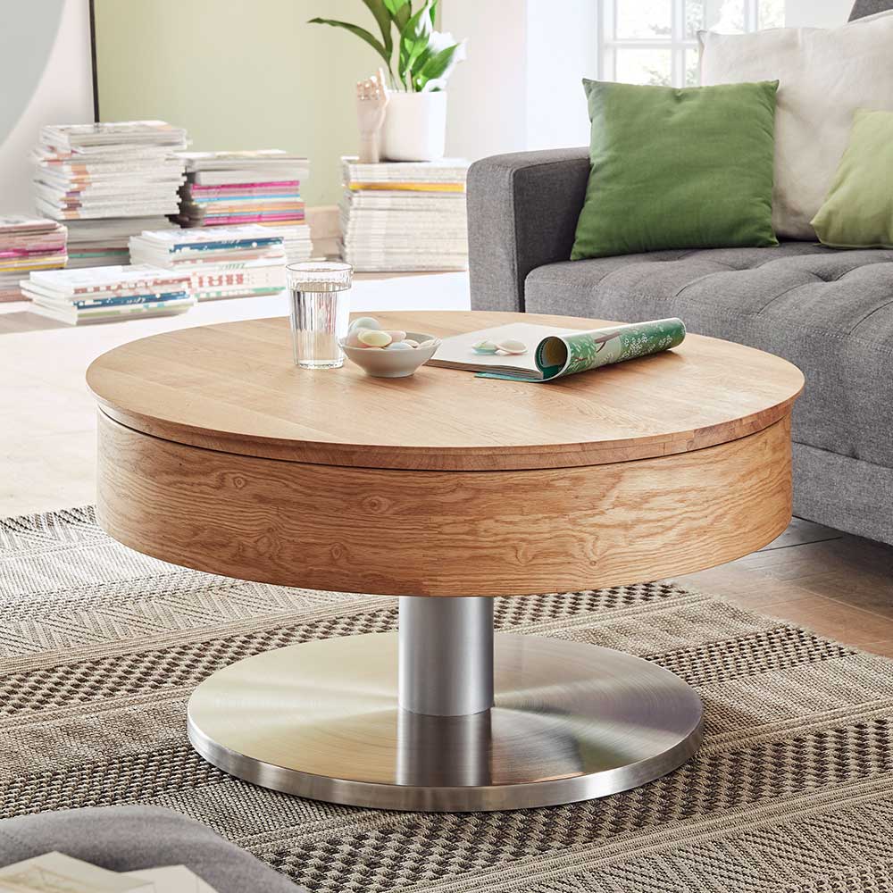 Design Salontisch Giambado mit schwenkbarer Tischplatte in Asteichefarben