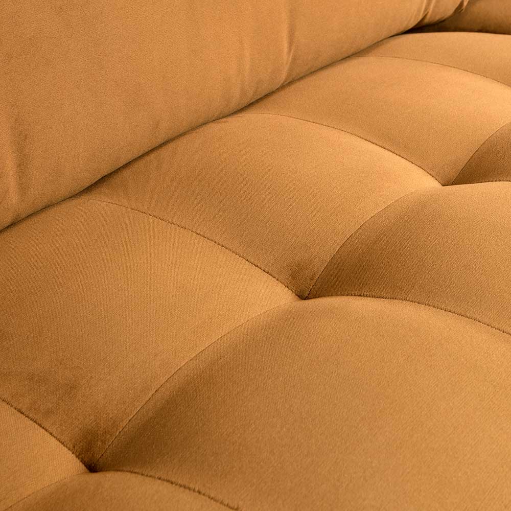 Samt Dreisitzer Sofa Habanas in Honigfarben 275 cm breit