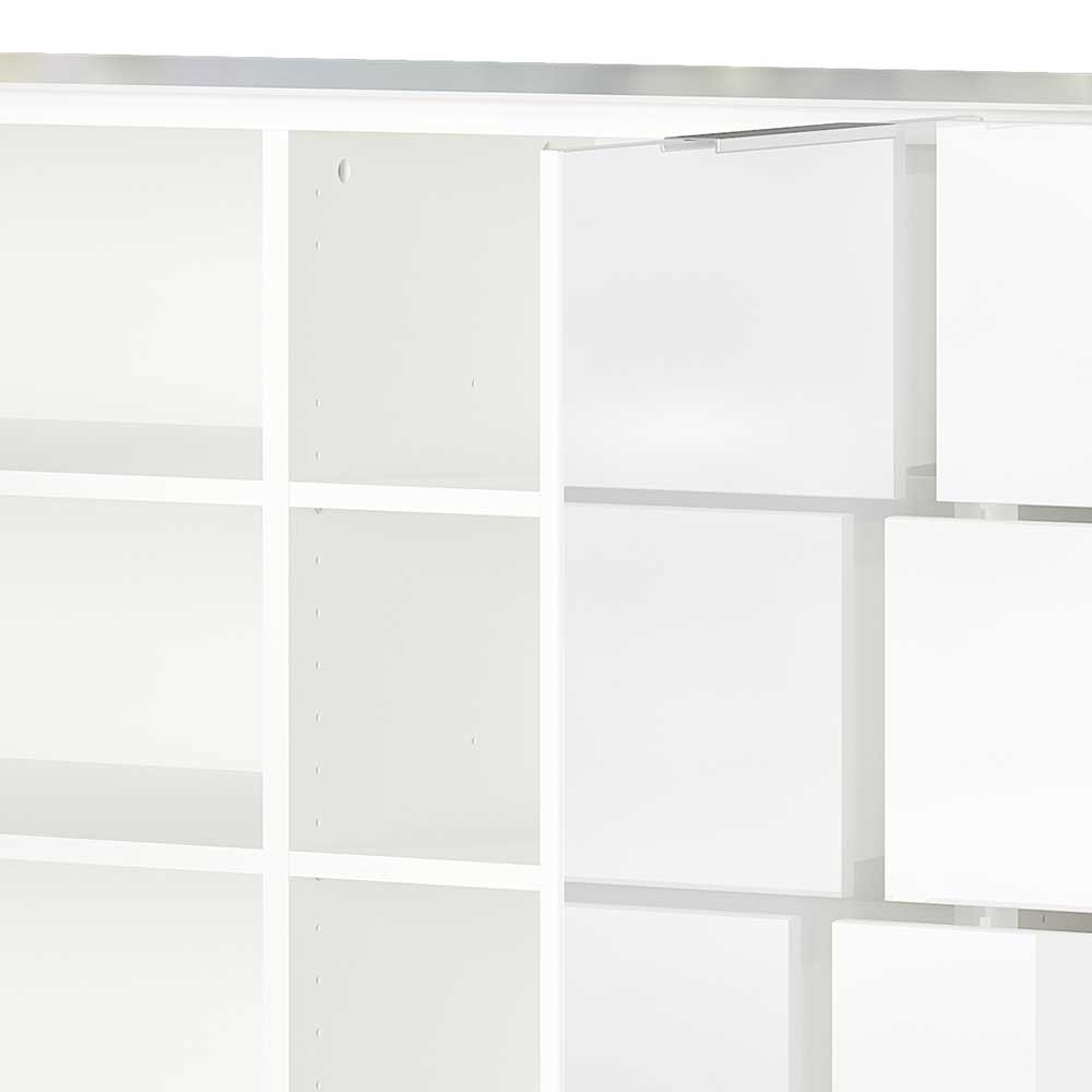 Sideboard Asuka in Weiß mit Glas beschichtet
