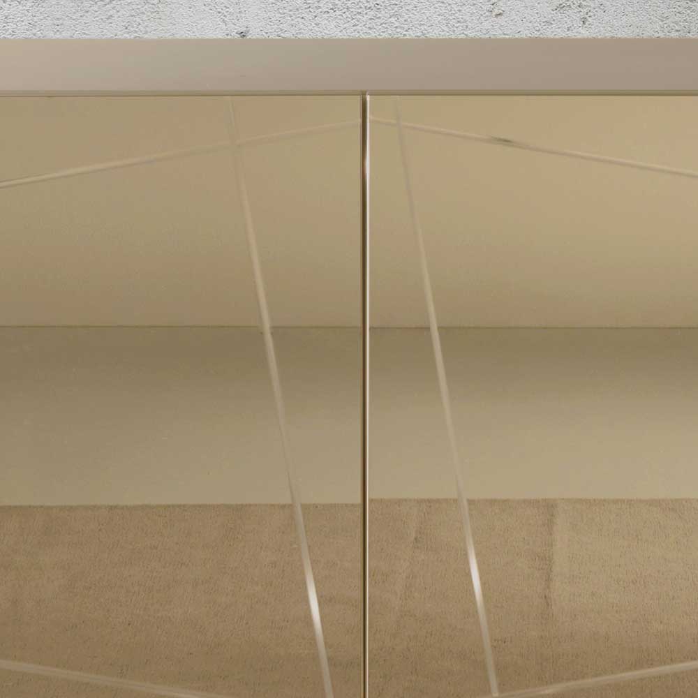 Modernes Design Sideboard Cemutra in Taupe und Bronzefarben mit Drehtüren