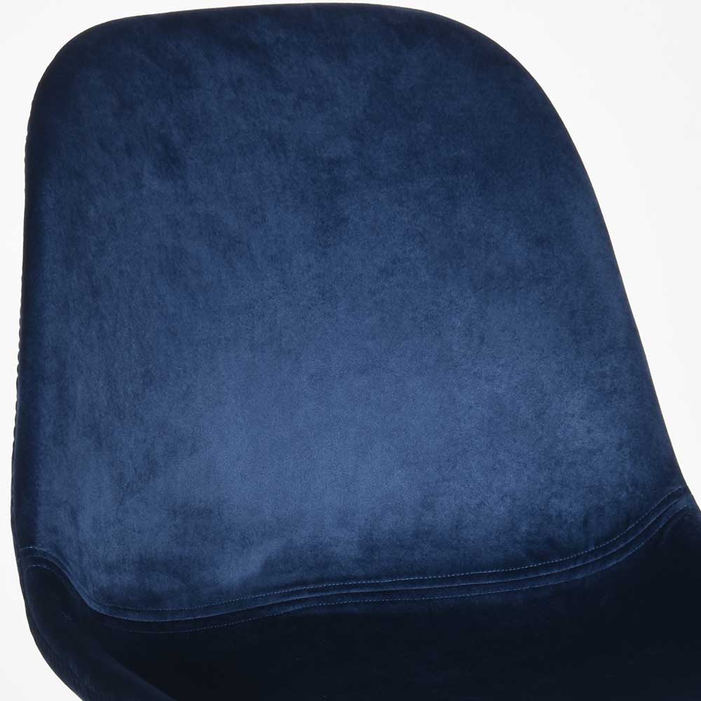 Blauer Samt Stuhl Set Loerena mit Gestell aus Metall 49 cm Sitzhöhe (2er Set)