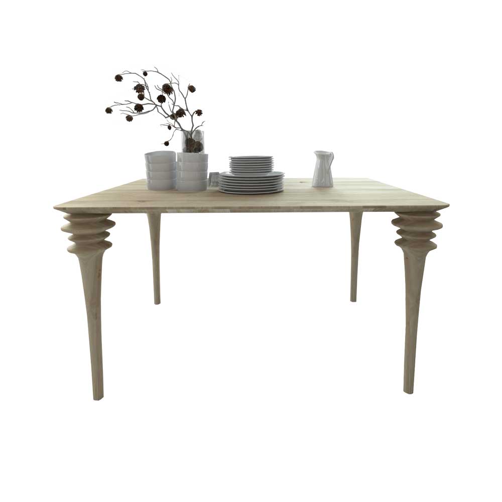 Tisch Contencia aus Wildeiche Massivholz mit gedrechselten Beinen