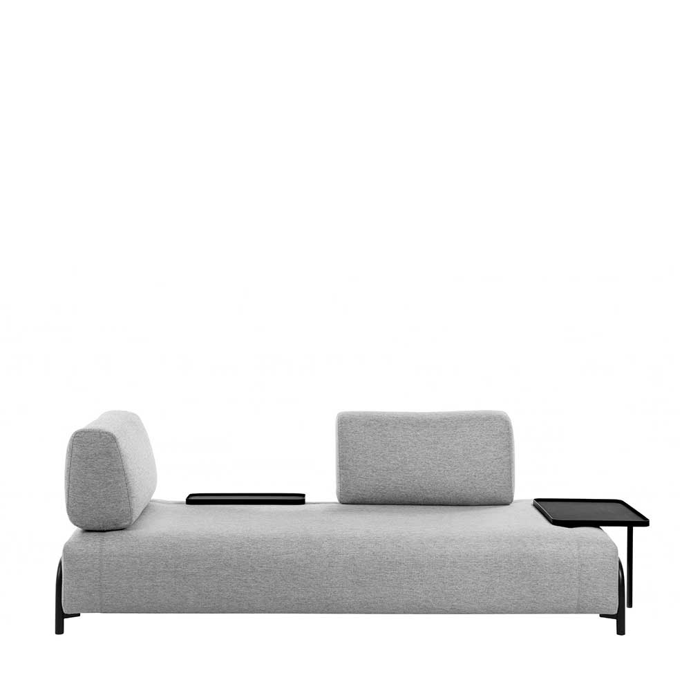 Designer Couch Gronas in Hellgrau mit steckbarem Tisch & Lehnen