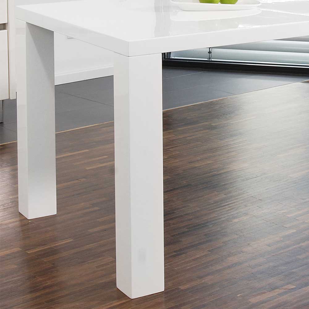 Hochglanz Esszimmer Tisch Kanados in Weiß 90 cm tief