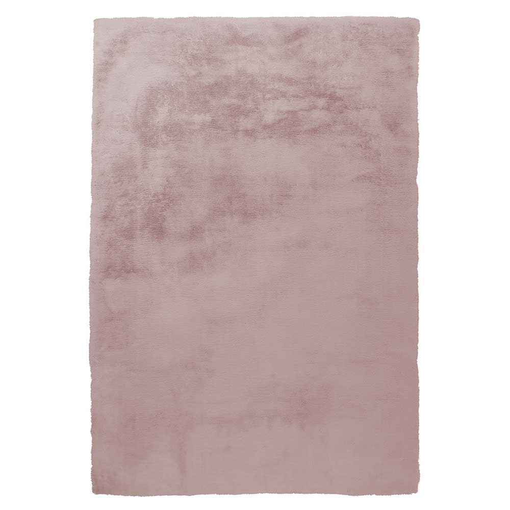 Trendiger Kunstfell Teppich Zatranda in Rosa 5 cm hoch