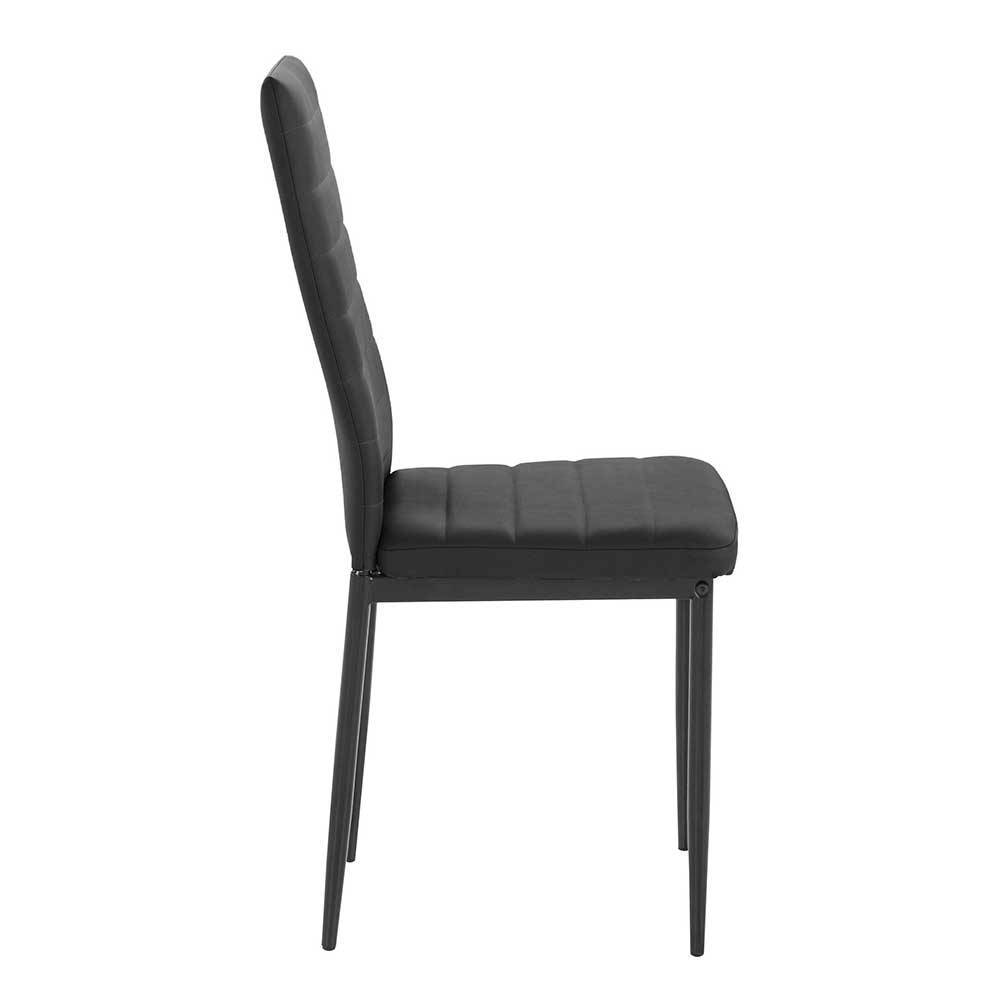 Moderne Esszimmerstühle Ciano aus Kunstleder und Metall in Schwarz (Set)