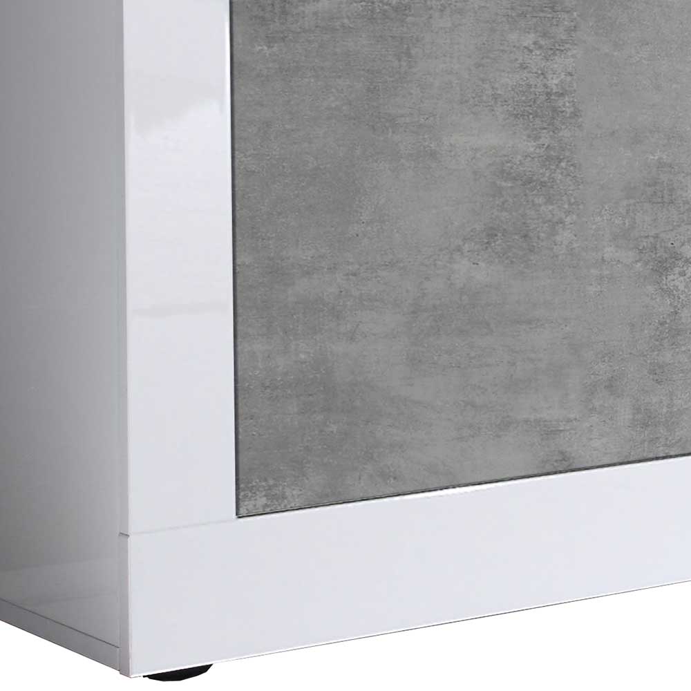 Modernes TV Lowboard Endion in Weiß und Beton Grau 210 cm breit