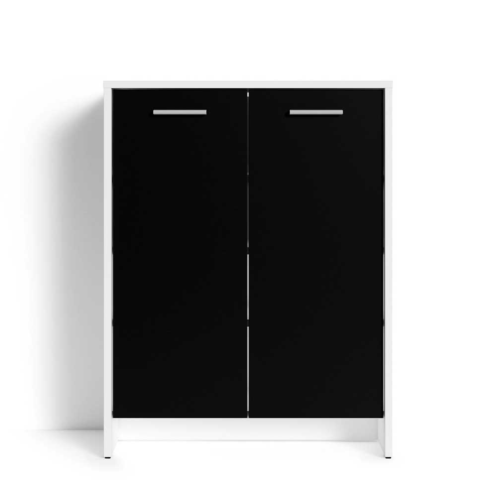Garderobenschuhschrank Capreran in Weiß und Schwarz mit Drehtüren