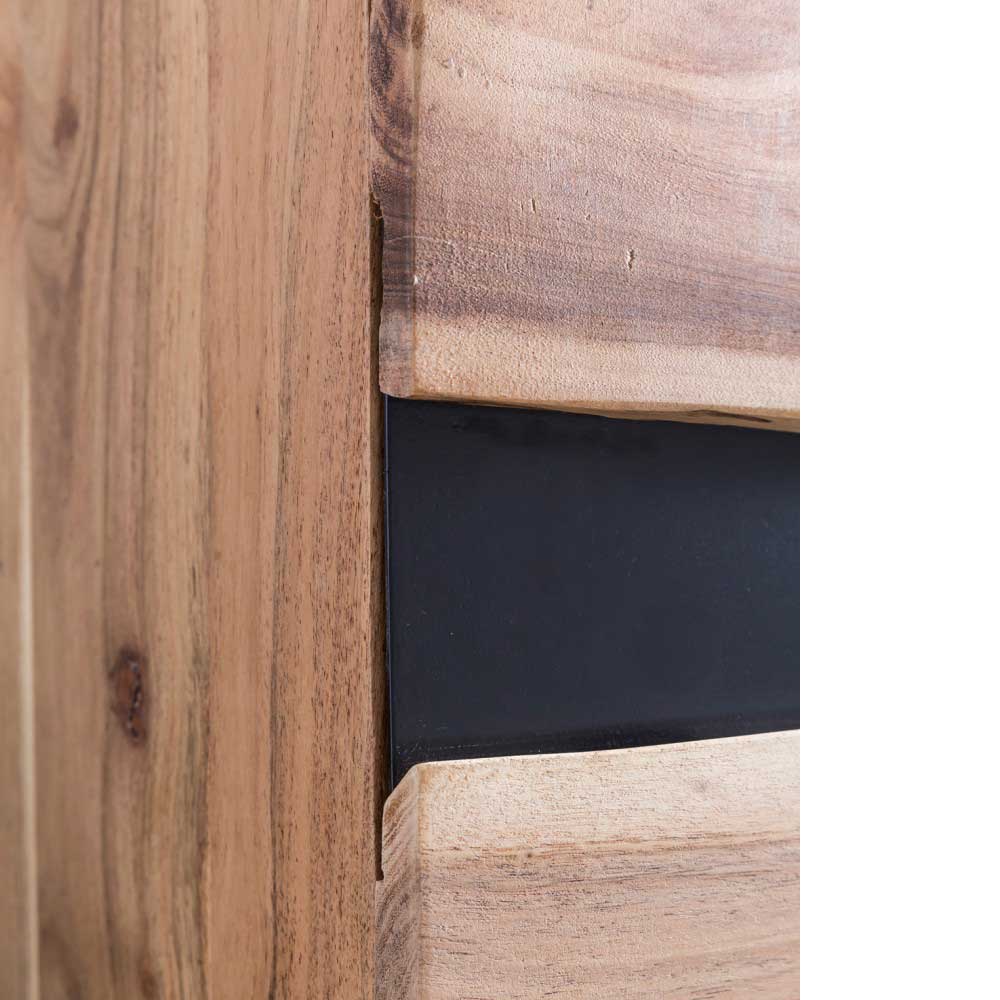 Design Sideboard Cisanda aus Akazie Massivholz und Schwarz Metall