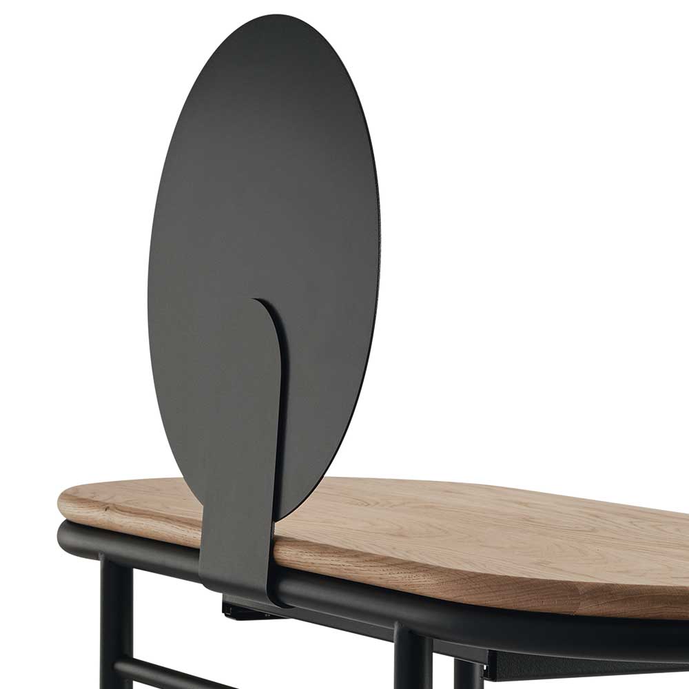 Schminktisch Oliscadro mit rundem Spiegel in Schwarz und Eiche Massivholz
