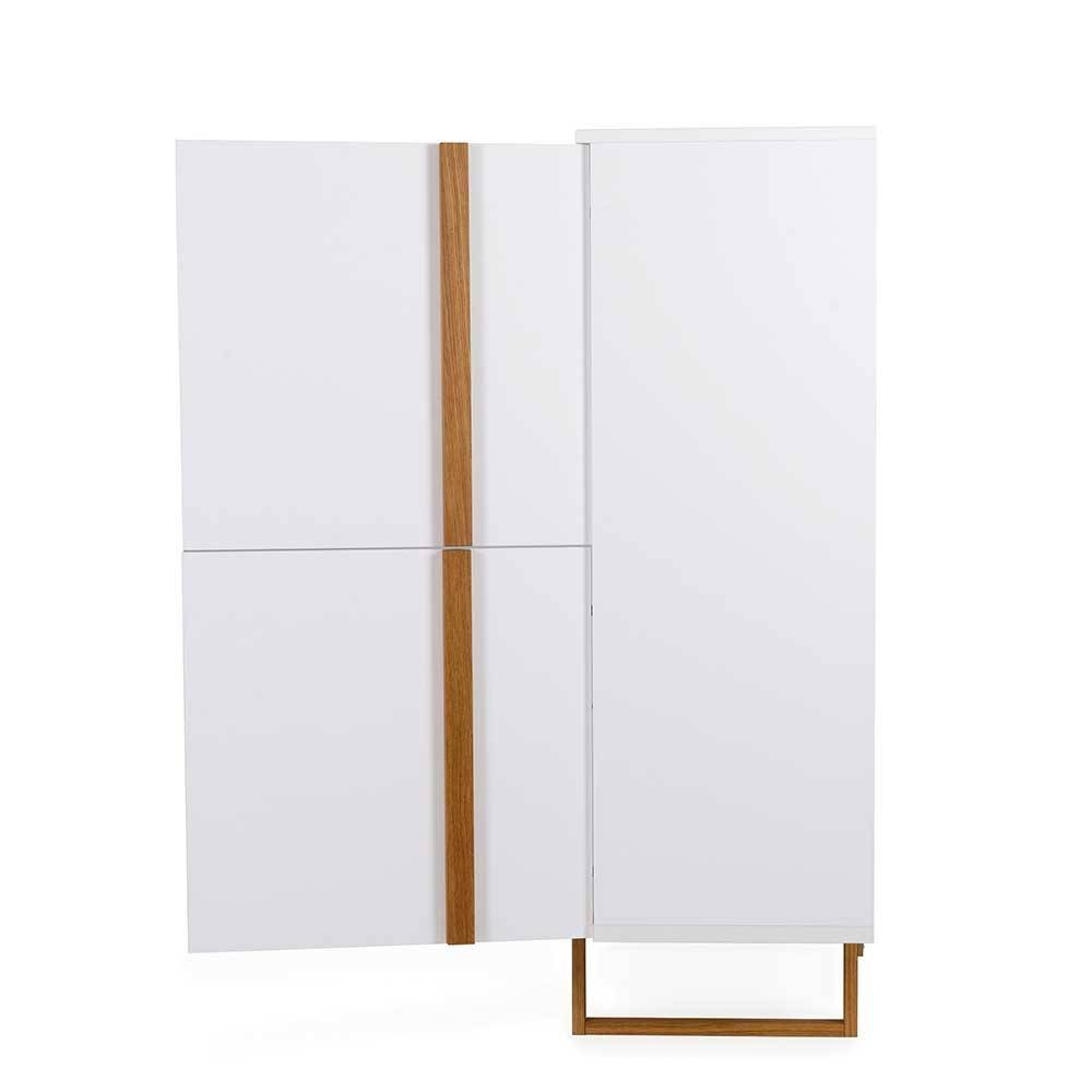 Türen Highboard Direscus in Weiß und Eiche 135 cm hoch