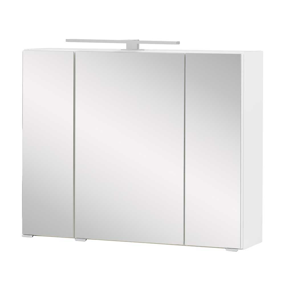 Weißes Bad Set Daralos mit LED Spiegelschrank und hängendem Waschtisch (zweiteilig)