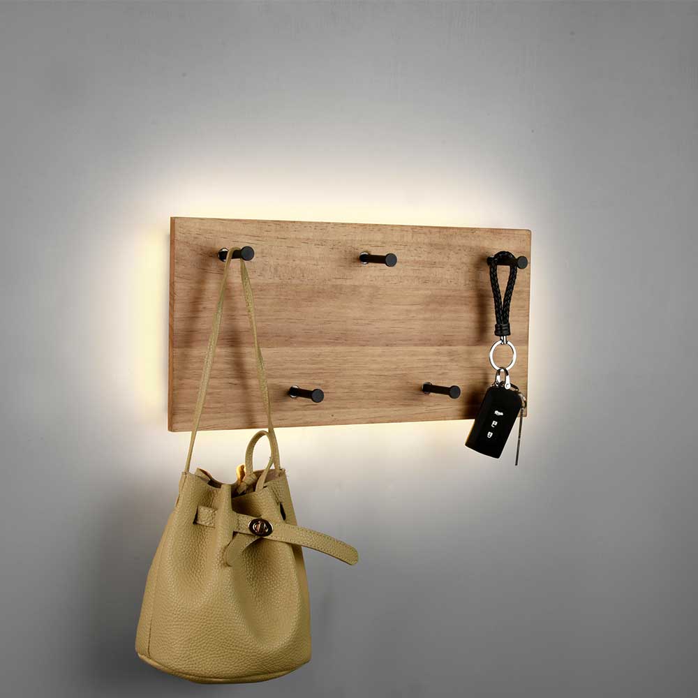 Garderobenleiste Ivano mit LED Beleuchtung in Holzoptik
