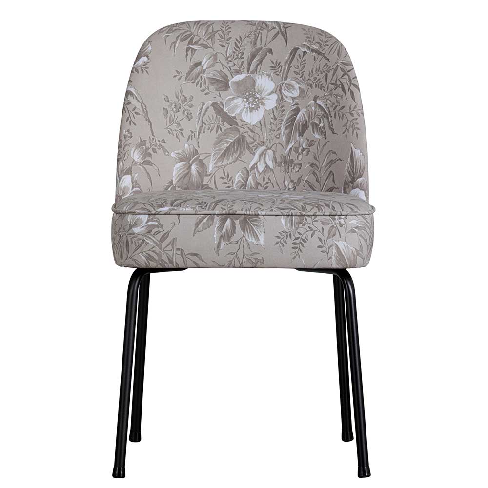 Retrostil Esstisch Stühle Irina aus Samt und Metall mit Mohnblumen Motiv (2er Set)