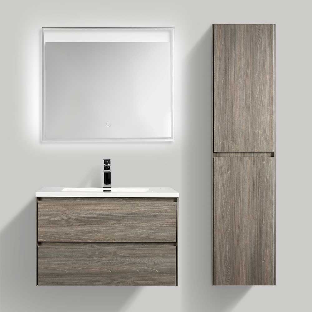 Badezimmer Möbelset Erolios in Ahorn Grau Nachbildung modern (dreiteilig)