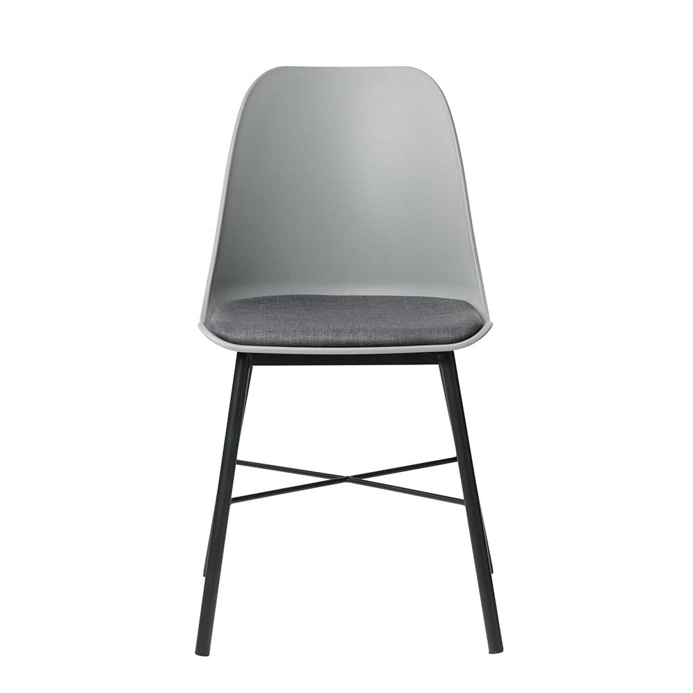 Küchenstühle Rupicon aus Kunststoff in Grau mit Metallgestell in Schwarz (2er Set)