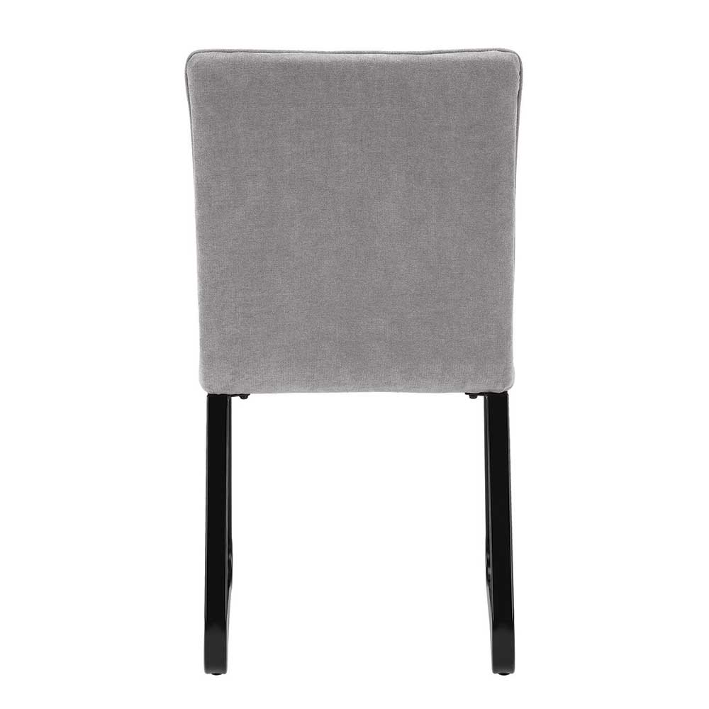 Esstisch Stühle Maxima in Hellgrau und Schwarz aus Webstoff und Metall