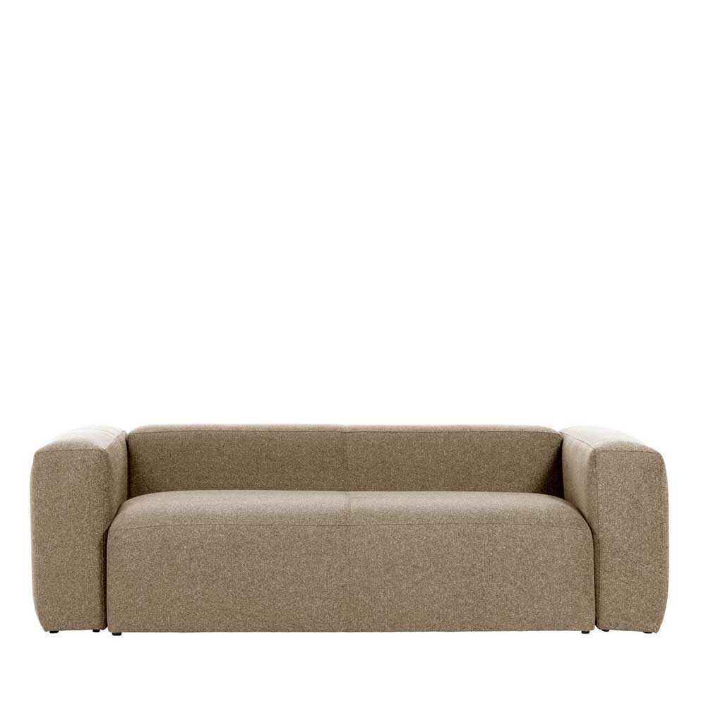 Couch in Beige Cistra aus Chenillegewebe mit zwei Sitzplätzen