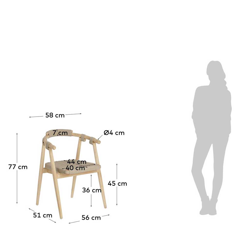 Stühle aus Eukalyptus Pezzu im Skandi Design mit Polykordel (2er Set)