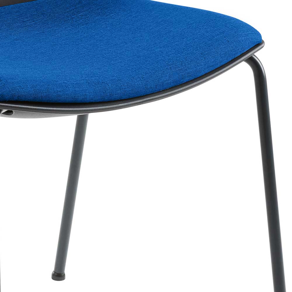 Moderner Kunststoff Stuhl Gorana in Anthrazit und Blau mit Metallgestell