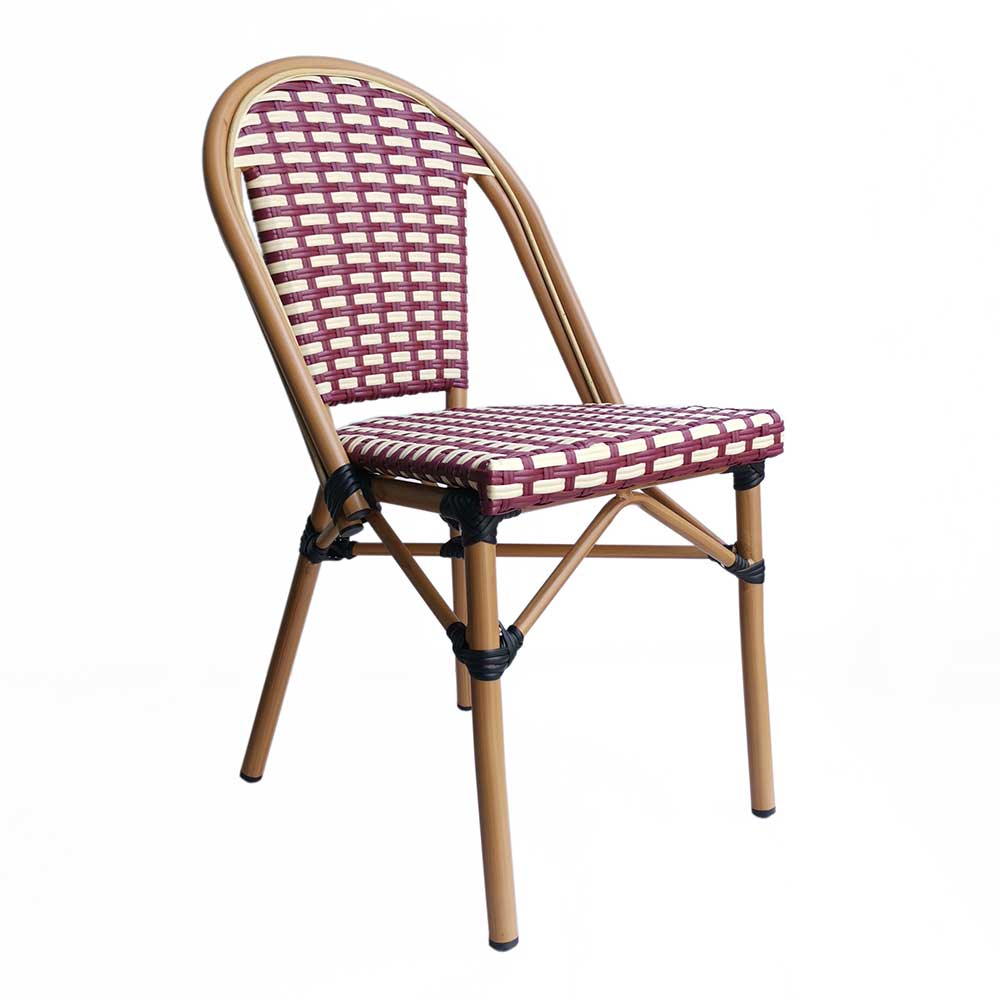 Kunstrattan Stühle Sutarain in Rot und Beige mit Metallgestell (2er Set)