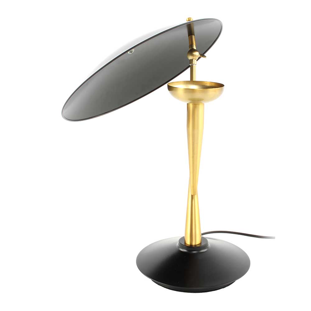 Design Tischleuchte Madley in Schwarz und Goldfarben 50 cm hoch