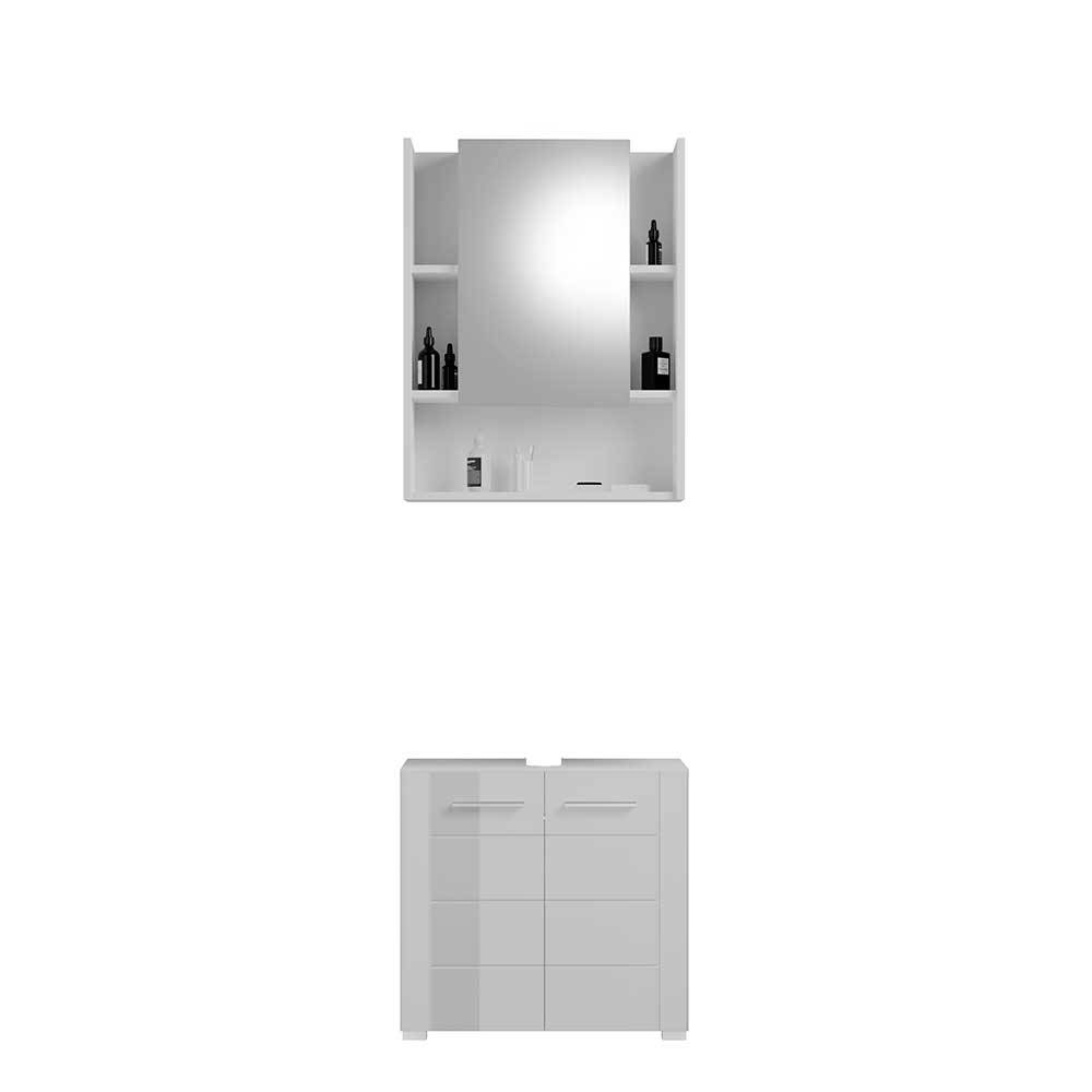Badezimmermöbel Set Mianna in Weiß Hochglanz 60 cm breit (zweiteilig)