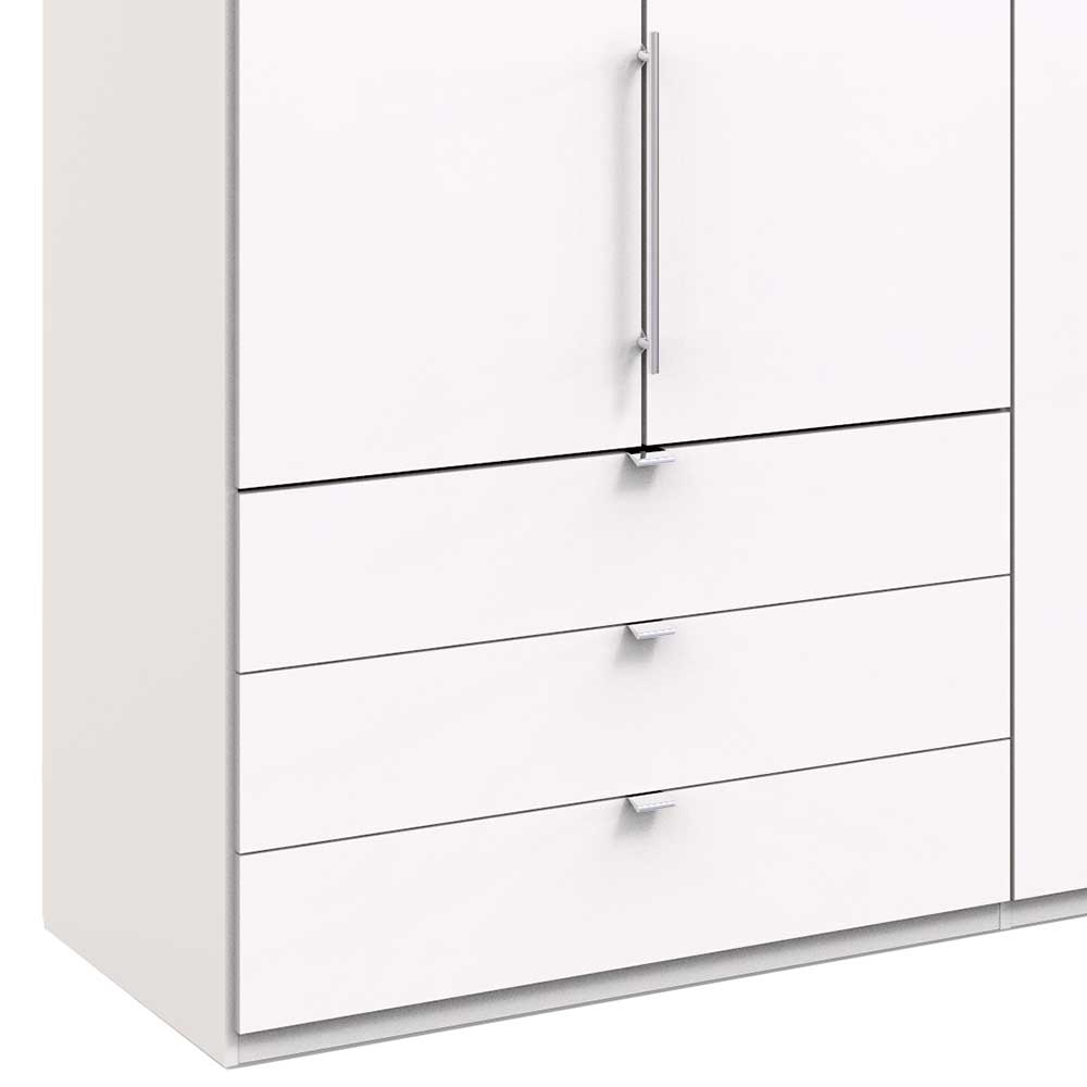 Falttüren Designschrank Emiliano in Weiß mit drei Schubladen