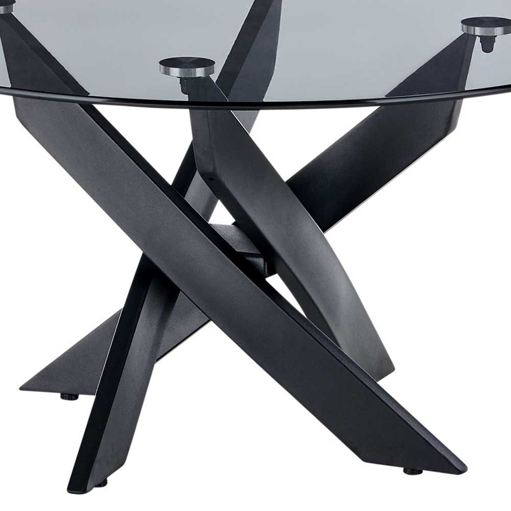Moderner Glastisch Agazian mit Mikado Fußgestell aus Metall