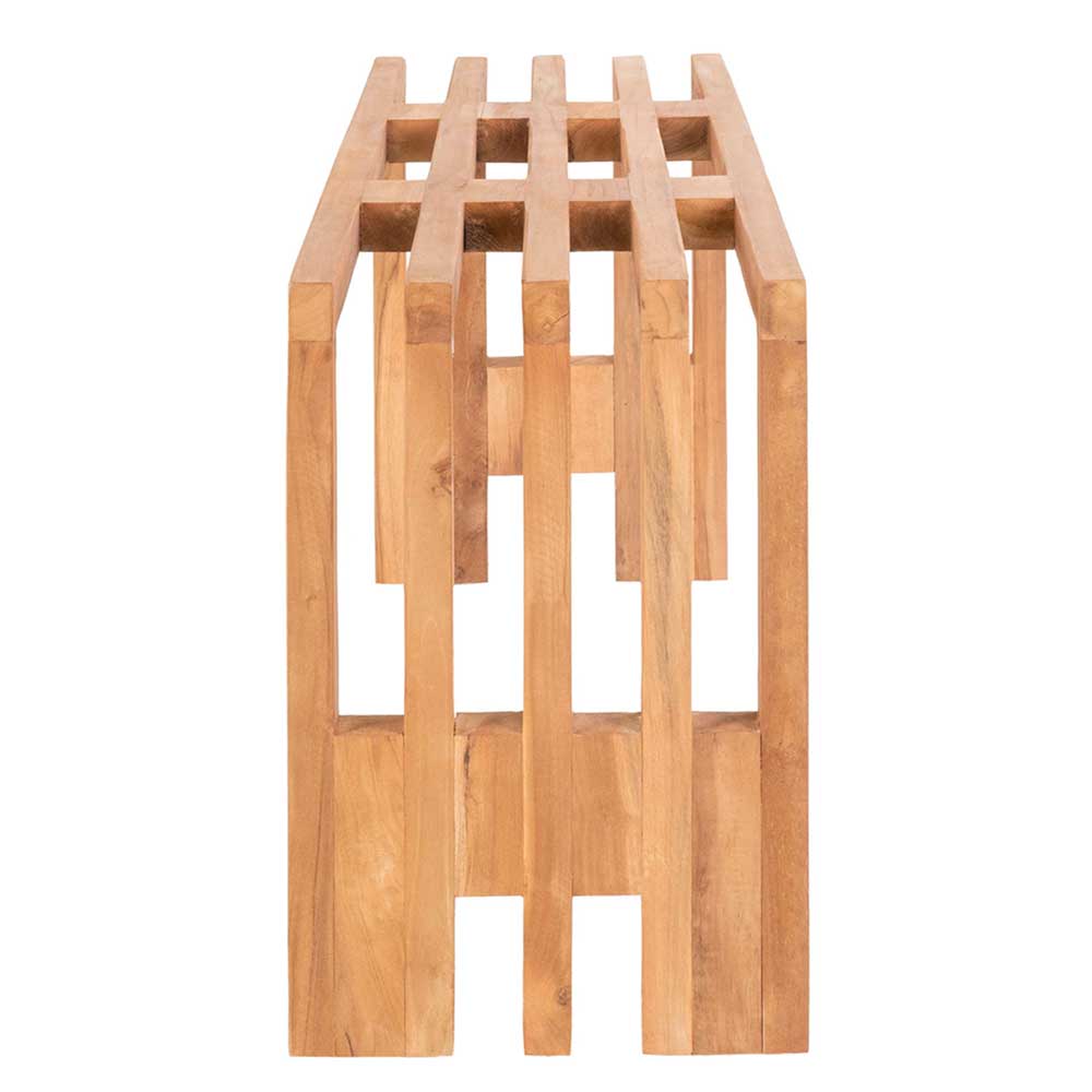 Holzbank Iron aus Teak Massivholz im Skandi Design
