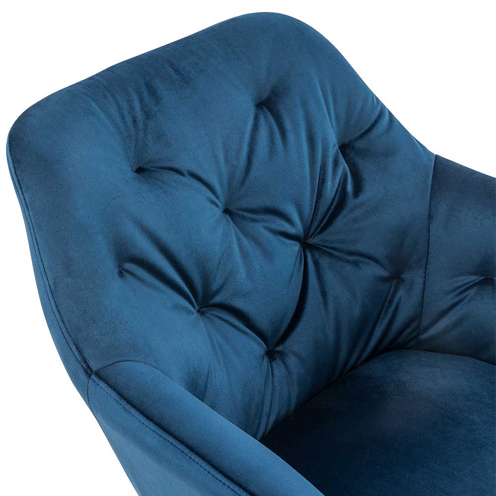 Samt Esstisch Stuhl Giglio in Blau im Retro Design