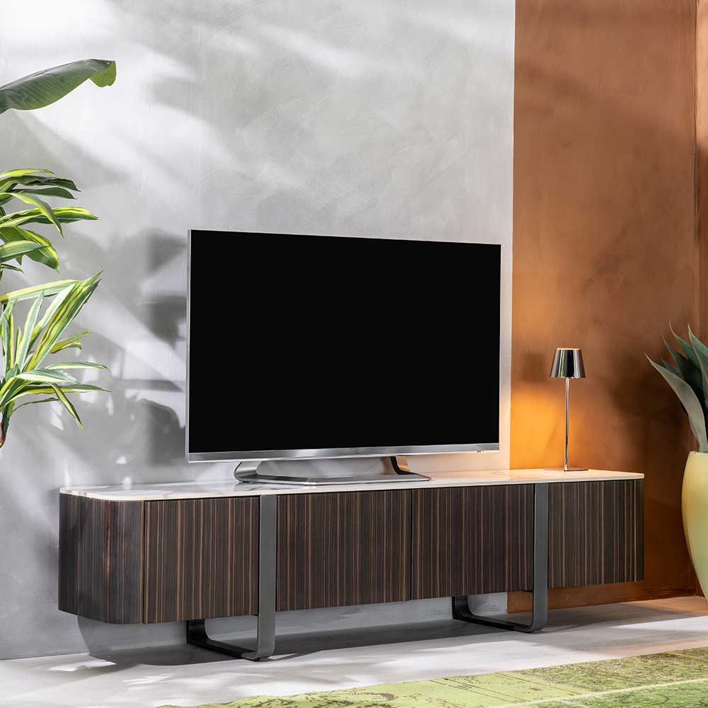 Hochwertiges TV Board Bylwen in Ebenholzfarben 180 cm breit