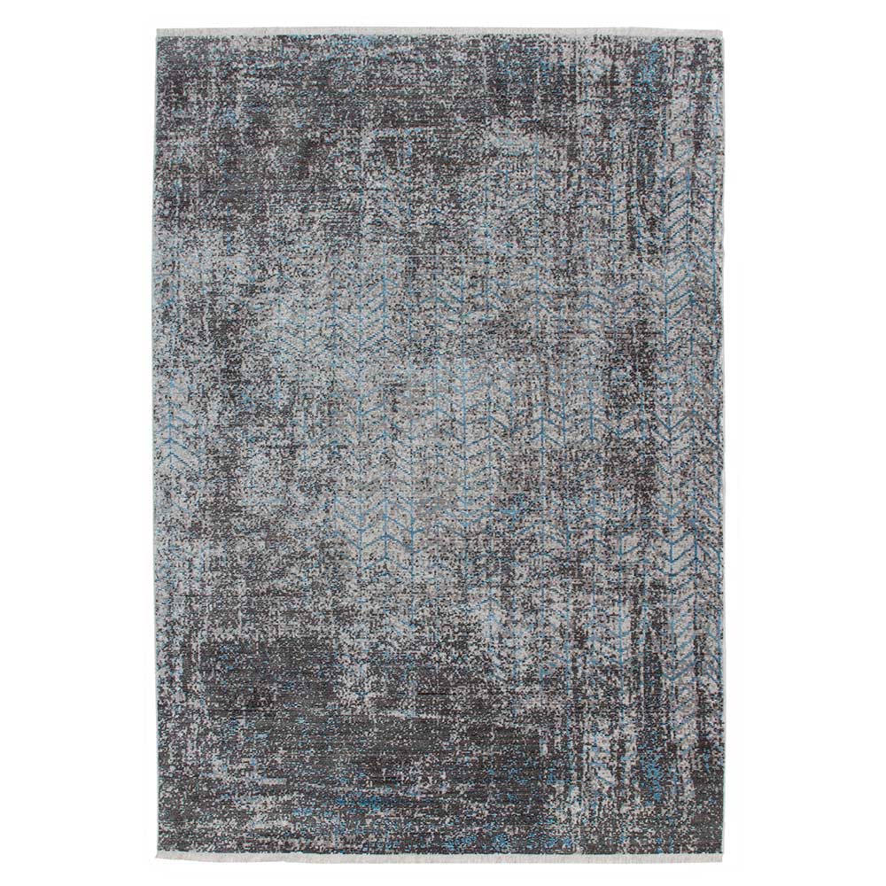 Vintage Teppich Melseno in Grau und Türkis aus Kurzflor