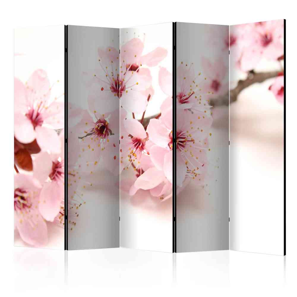 Raumtrennwand Rinoba mit Kirschblüten Motiv in Weiß und Rosa