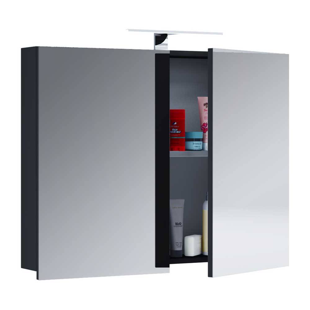 Moderner Design Badezimmerspiegelschrank Bonsai in Schwarz 2 türig
