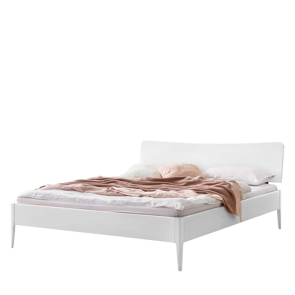 Modernes Bett 140x200 Bears in Weiß aus Buche Massivholz