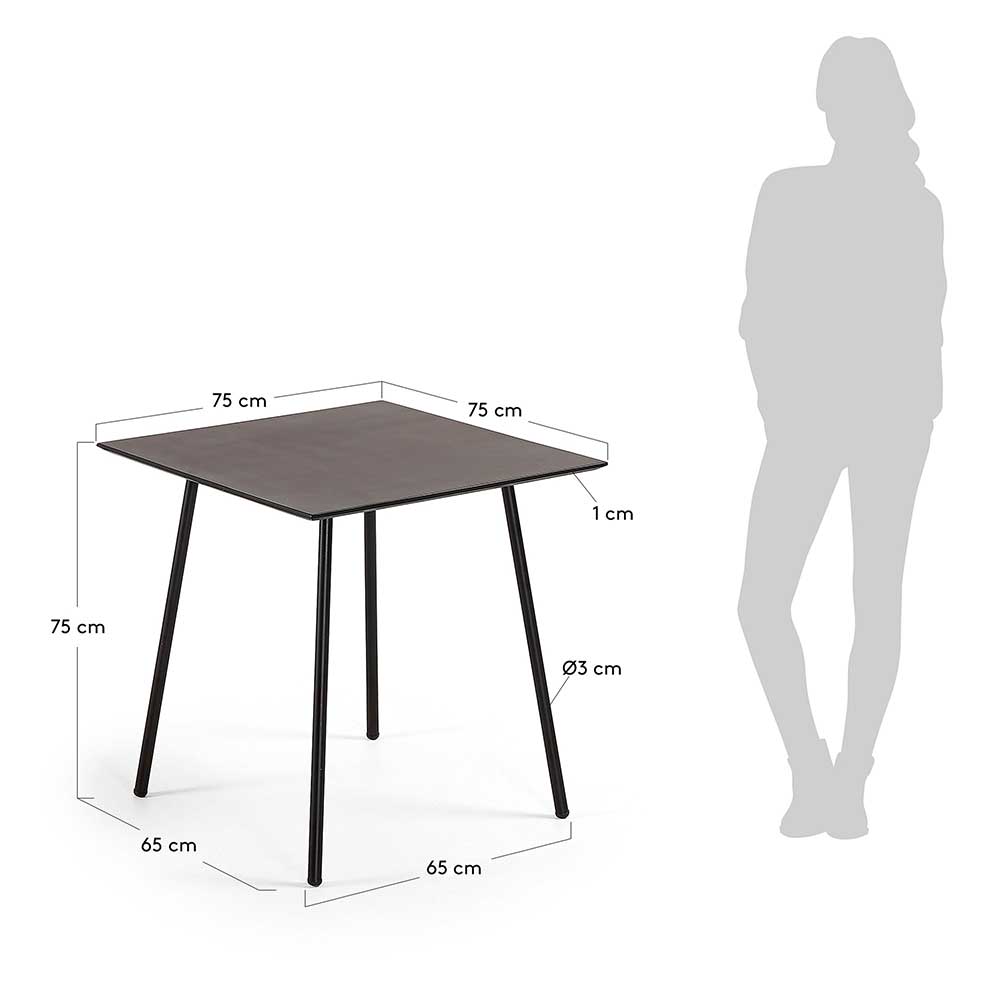 In- und Outdoor Tisch Fiorina aus Leichtbeton und Stahl 75 cm breit