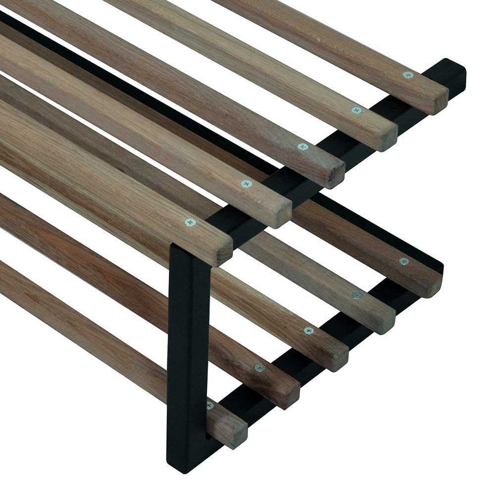 Design Garderobenmöbel Usmino aus Eiche Massivholz und Stahl in Schwarz (zweiteilig)