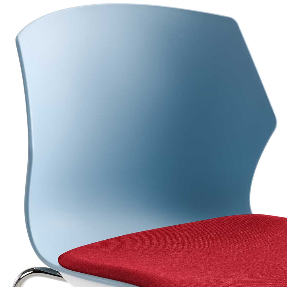 Kunststoff Stuhl Mambia in Blaugrau und Rot modern